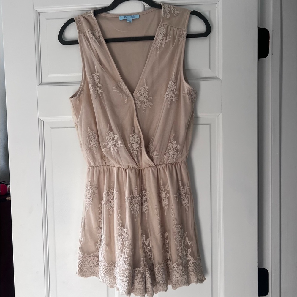 Beige Lace Romper